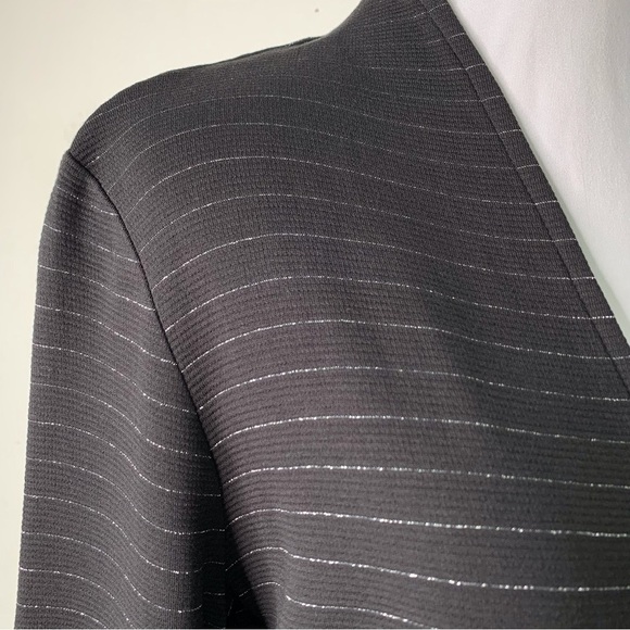 NWT J. Jill Women's Black Silver Striped Cardigan Sweater Open Front Size XS - Picture 3 of 12